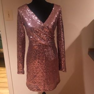 Pink sequin mini dress